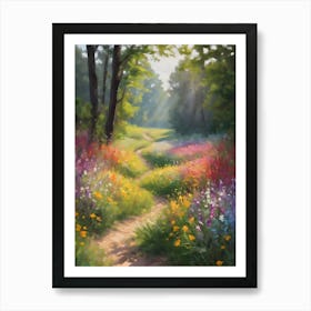 Walking in the Summer Sunlight ~ Inviting Path Through Flower Filled Colorful Meadow Art Print