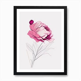 Peony Floral Minimal Line Drawing 2 Flower Art Print