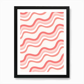 Pink And White Wavy Pattern Art Print