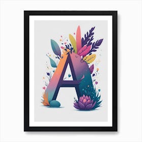 Colorful Letter A Illustration 21 Art Print