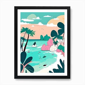 Phi Phi Islands Thailand Muted Pastel Tropical Destination Art Print