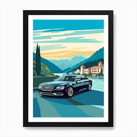 A Chrysler 300 Car In The Lake Como Italy Illustration 2 Art Print