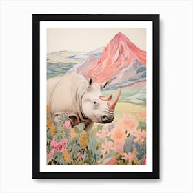 Patchwork Rhino Warm Colours 5 Art Print