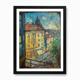 Window View Of Prague In The Style Of Expressionism 4 Art Print