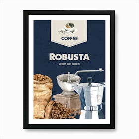 Coffee Robusta — coffee poster, kitchen art print Art Print