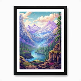 Mountainscape Pixel Art 2 Art Print