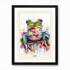 Frog Colourful Watercolour 3 Poster Art Print