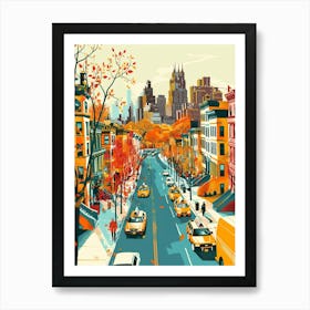 Upper West Side New York Colourful Silkscreen Illustration 2 Art Print