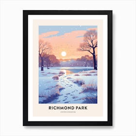 Winter Night  Travel Poster Richmond Park England 1 Art Print