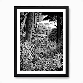 Atlanta Botanical Garden, 1, Usa Linocut Black And White Vintage Art Print