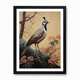 Dark And Moody Botanical Lapwing 2 Art Print