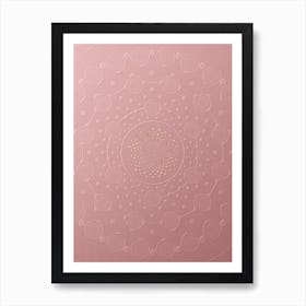 Geometric Gold Glyph on Circle Array in Pink Embossed Paper n.0075 Art Print