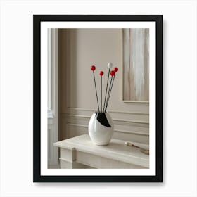 Vase With Red And Black Flowers Art Print