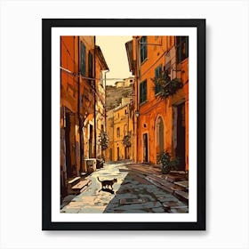 Painting Of Rome With A Cat Drawing 4 Art Print