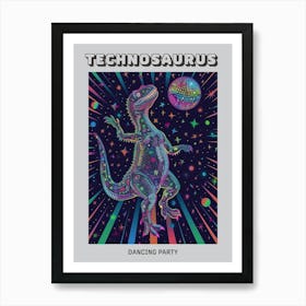 Dancing Party Dinosaur With Disco Ball Poster Art Print