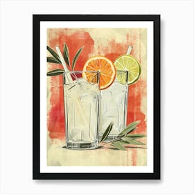 Tom Collins Watercolour Inspired Illustration 1 Art Print