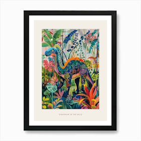 Colourful Dinosaur In The Wild Painting 1 Poster Art Print
