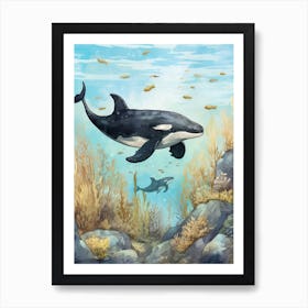 Orca Whale Storybook Illustration  Art Print