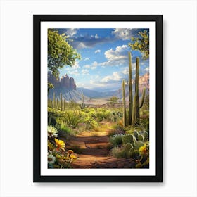 Desert Landscape With Cactus Art Print