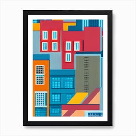 Vivid City Buildings Bustling Houses Architecture Art Print