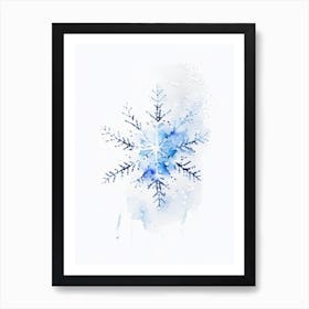 Irregular Snowflakes, Snowflakes, Minimalist Watercolour 2 Art Print
