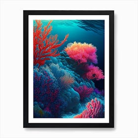 Coral Reef Waterscape Crayon 1 Art Print