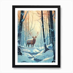 Winter Moose 3 Illustration Art Print