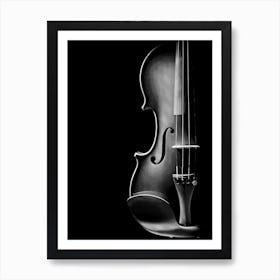 Violin Black White Line art Illustration Art Print