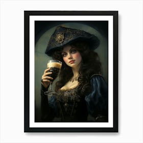 Woman Holding A Beer 1400s Rolf Armstrong Ar 57 Sty Art Print