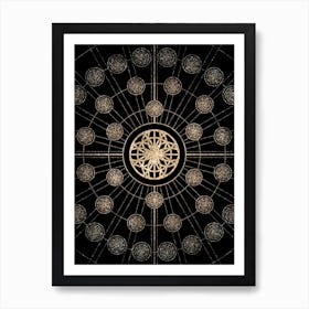 Geometric Glyph Radial Array in Glitter Gold on Black n.0030 Art Print