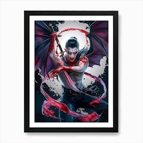 Bloody Handsome Vampire with Sword - Poster Art Art Print