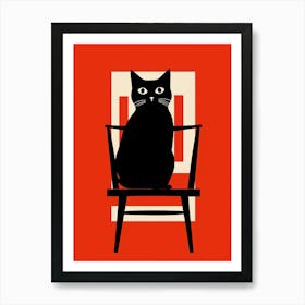 Black Cat In A Chair 1 Art Print