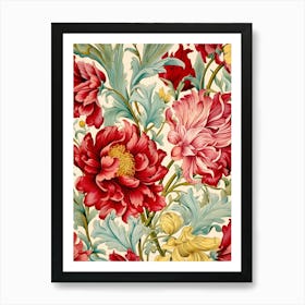 Peony Flower Pattern 2 Art Print