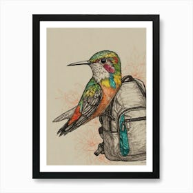 Hummingbird With Backpack Art Print