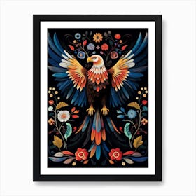 Folk Bird Illustration Eagle Art Print