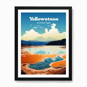 Yellowstone National Park Hot Spring Modern Travel Art Art Print