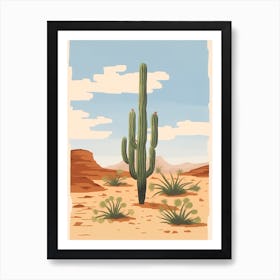 Desert Cactus Landscape Illustration 2 Art Print
