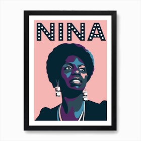 Nina Simone Jazz Icon Pink Art Print