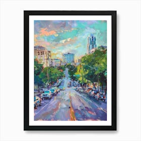 South Congress Avenue Austin Texas Oil Painting 1 Art Print