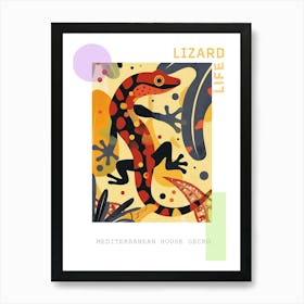 Red Mediterranean House Gecko Abstract Modern Illustration 3 Poster Art Print