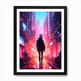 Futuristic Art, Cyberpunk art, Neon light Art Print