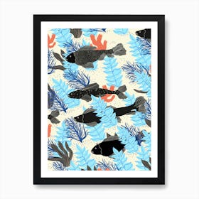 Black Fishes Art Print