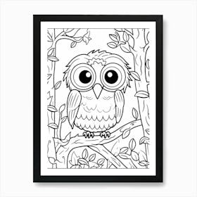 Line Art Jungle Animal Parrot 4 Art Print