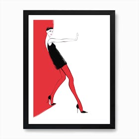 Girl On Red Art Print