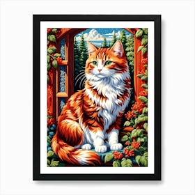 Cat In The Window Art Print