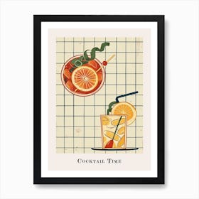 Cocktail Time Tile Watercolour Poster 5 Art Print