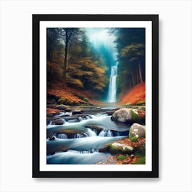 Waterfall In The Forest 12 Art Print