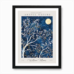 William Morris Night Full Moon Trees Botanical Exhibition Art Print