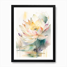 Lotus Flower Bouquet Storybook Watercolour 5 Art Print