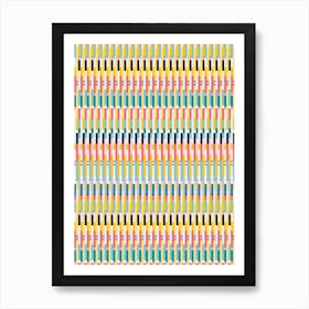 Bright Retro Mod Multicolor Stripe Pattern Art Print